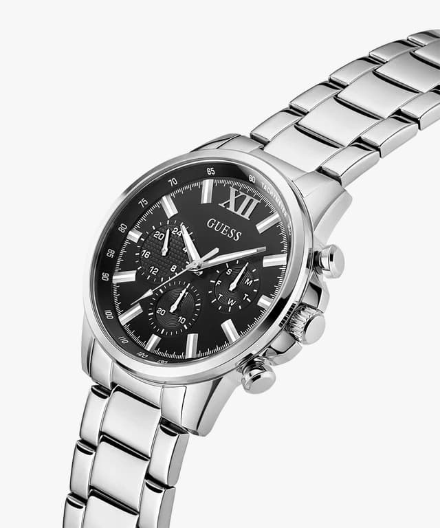 Guess 44mm Mens Silver Tone Multi-function Watch GW0970G1
